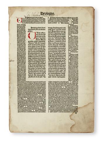 INCUNABULA  BIBLE IN LATIN.   [Biblia cum Postillis Nicolai de Lyra.]  Part 2 (of 4):  Ezra-Ecclesiasticus.  1486